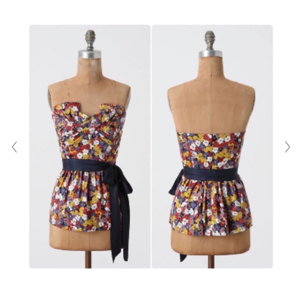 Anthro wildflowers floral bustier corset strapless